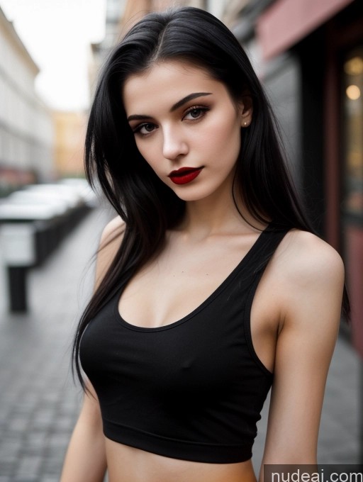 related ai porn images free for 18 Small Tits Skinny Beautiful Russian Close-up View Goth Tank Top Street Black Hair Straight Lipstick