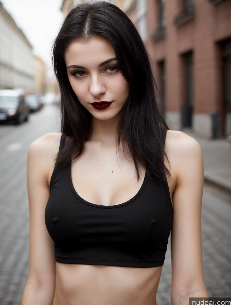 related ai porn images free for 18 Small Tits Skinny Beautiful Russian Close-up View Goth Tank Top Street Black Hair Straight Lipstick