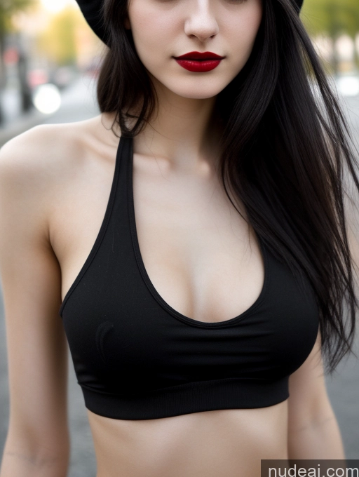 related ai porn images free for Small Tits Beautiful Skinny 18 Black Hair Straight Russian Street Close-up View Goth Tank Top Lipstick