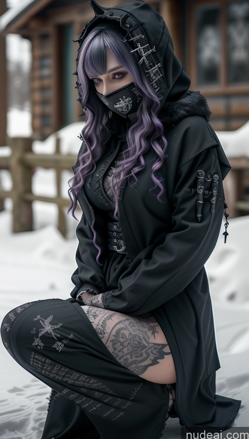 related ai porn images free for Milf Perfect Boobs Tattoos Gothic Punk Girl Snow Close-up View Fallout Straddling Cultist Hood Nude Face Mask Purple Hair