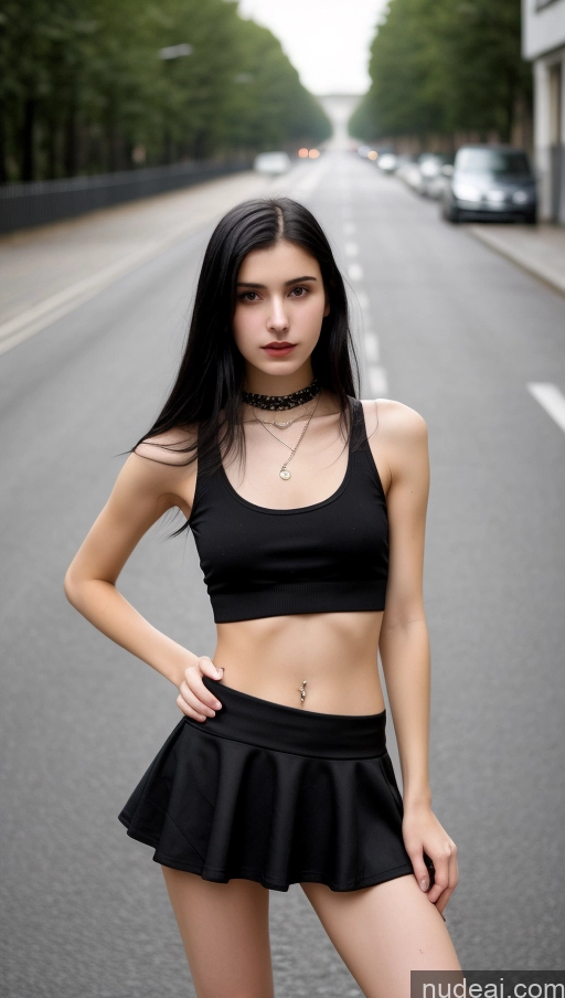 related ai porn images free for Small Tits Beautiful Skinny 18 Black Hair Straight Russian Goth Street Tank Top Mini Skirt