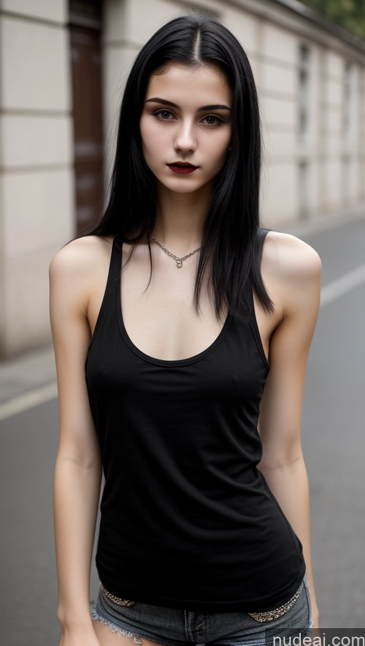 related ai porn images free for Small Tits Beautiful Skinny 18 Black Hair Straight Russian Goth Tank Top Street