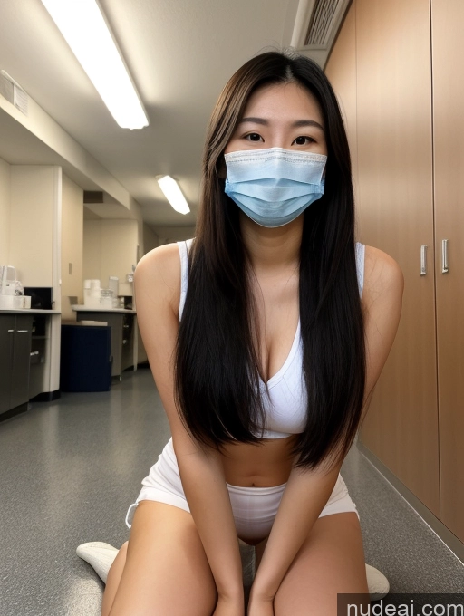 ai nude image of arafed woman in a white shirt and a blue mask pics of Small Tits Beautiful Big Ass Thick Skinny Big Hips Long Legs Tall Pubic Hair 18 Serious Long Hair Japanese Fairer Skin Front View Short Chubby Casual Face Mask Hospital Black Hair On Back