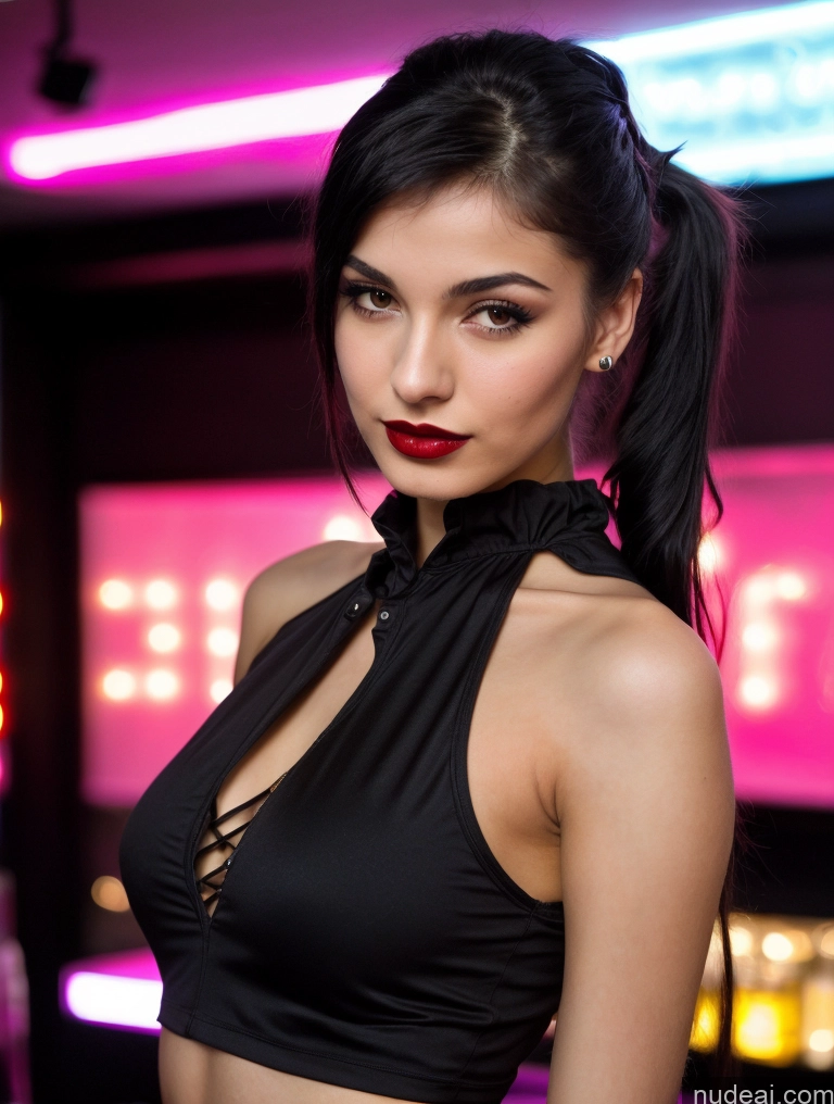 related ai porn images free for Small Tits Beautiful Skinny 18 Black Hair Pigtails Russian Strip Club Goth Tank Top Close-up View Lipstick