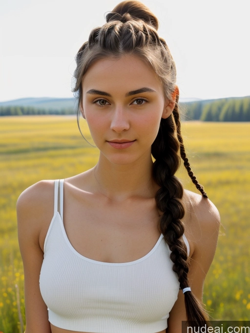 related ai porn images free for Small Tits Beautiful Skinny 18 Black Hair Russian Close-up View Tank Top Braided Meadow