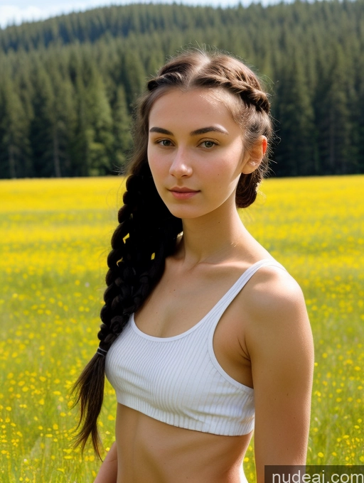 related ai porn images free for Small Tits Beautiful Skinny 18 Black Hair Russian Close-up View Tank Top Braided Meadow