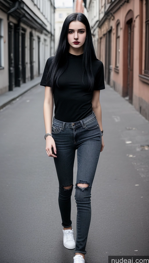 related ai porn images free for Small Tits Beautiful Skinny 18 Black Hair Straight Russian Jeans Goth Street Shirt