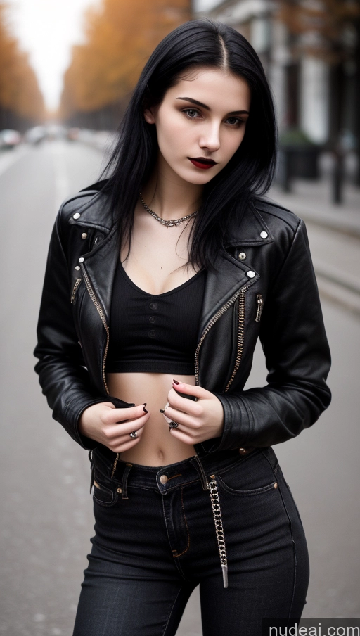 related ai porn images free for Small Tits Beautiful Skinny 18 Black Hair Straight Russian Jeans Goth Street Close-up View