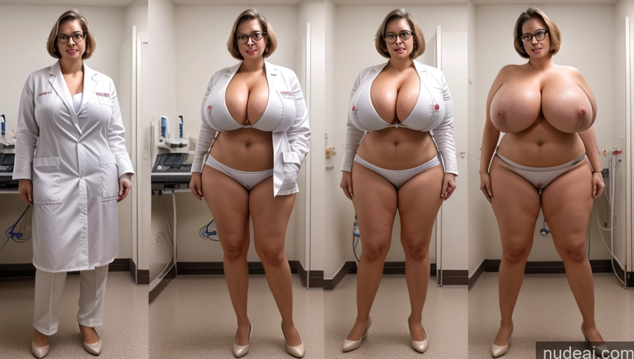 related ai porn images free for One Busty Huge Boobs Glasses 40s Laughing Brunette Short Hair White Film Photo Hospital T-pose Lab Coat Onoff Miss Universe Model Skinny