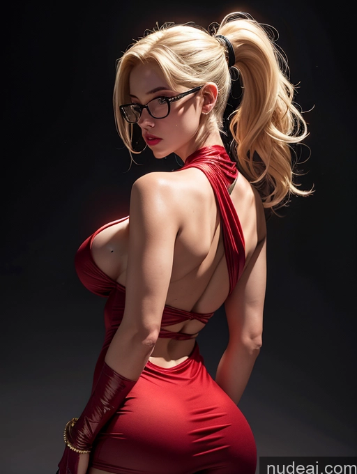 ai nude image of blond woman in red dress posing in studio with black background pics of Busty Perfect Boobs Beautiful Glasses Lipstick Big Ass Perfect Body Tanned Skin Angry Blonde Ponytail Brazilian Back View Devil Teacher Vampire Cleavage Jewelry Dark Lighting Miss Universe Model Two 30s