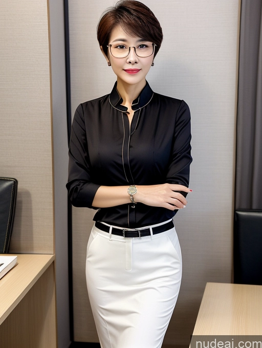 related ai porn images free for Milf Perfect Boobs Perfect Body Glasses Beautiful Sexy Face Short Hair Chinese Office Blouse Casual Stylish Professor Suit Cleavage Dark Lighting Detailed 60s