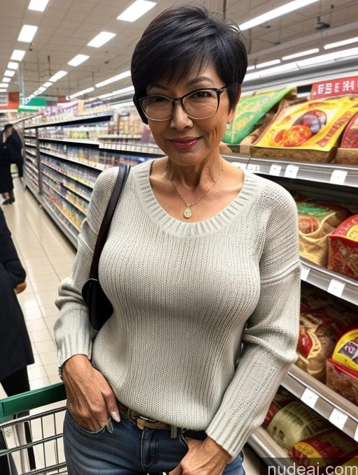 related ai porn images free for Milf Two Chinese Casual Stylish Cleavage 60s Short Hair Sexy Face Grocery Sweater Perfect Boobs Perfect Body Glasses