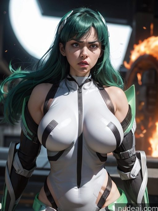 related ai porn images free for Superheroine Muscular Skinny Small Tits Huge Sagging Breasts 40s Serious Angry Green Hair Bangs Spandex Powering Up Alternative Superhero Deva Battle Suit/Angela Balzac Cosplay