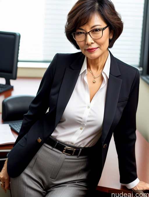 related ai porn images free for Milf Perfect Boobs Beautiful Glasses Perfect Body Short Hair Chinese Office Blouse Casual Professor Stylish Suit Cleavage Dark Lighting Detailed Sexy Face 70s