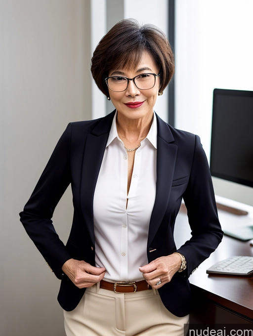 related ai porn images free for Milf Perfect Boobs Beautiful Glasses Perfect Body Short Hair Chinese Office Blouse Casual Professor Stylish Suit Cleavage Dark Lighting Detailed Sexy Face 70s