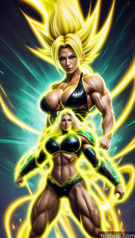 related ai porn images free for Several Bodybuilder Busty Muscular Abs Super Saiyan Super Saiyan 3 Surrealist Sci-fi Armor Neon Lights Clothes: Yellow Powering Up