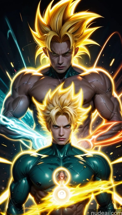 related ai porn images free for Several Bodybuilder Busty Muscular Abs Super Saiyan Super Saiyan 3 Surrealist Sci-fi Armor Neon Lights Clothes: Yellow Powering Up