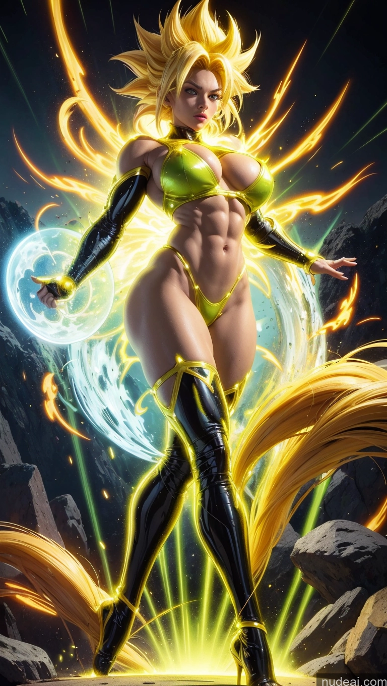 related ai porn images free for Several Bodybuilder Busty Muscular Abs Super Saiyan Super Saiyan 3 Surrealist Sci-fi Armor Neon Lights Clothes: Yellow Powering Up