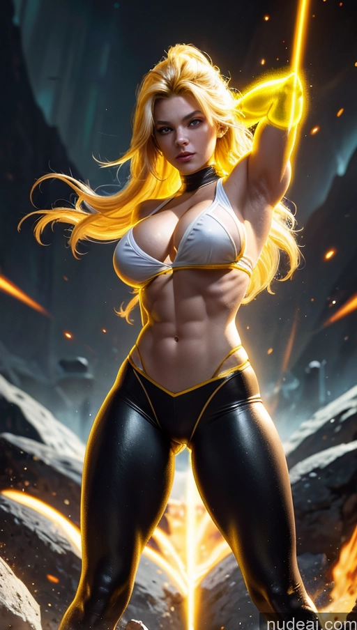 related ai porn images free for Several Bodybuilder Busty Muscular Abs Super Saiyan Super Saiyan 3 Surrealist Sci-fi Armor Neon Lights Clothes: Yellow Powering Up Battlefield Heat Vision