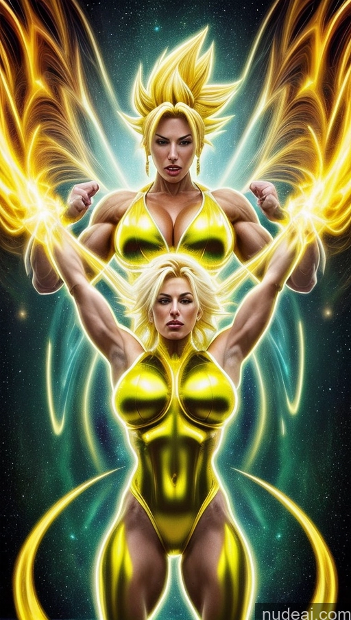 related ai porn images free for Several Bodybuilder Busty Muscular Abs Super Saiyan Super Saiyan 3 Surrealist Sci-fi Armor Neon Lights Clothes: Yellow Powering Up Space Dynamic View