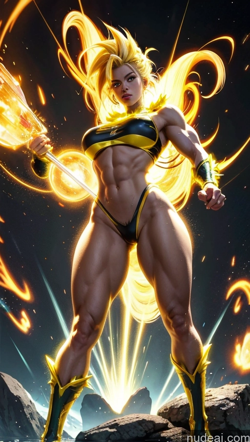 related ai porn images free for Several Bodybuilder Busty Muscular Abs Super Saiyan Super Saiyan 3 Surrealist Sci-fi Armor Neon Lights Clothes: Yellow Powering Up Space Dynamic View