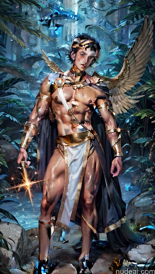 related ai porn images free for Several Busty Muscular Abs Surrealist Powering Up Dynamic View Menstoga, White Robes, In White And Gold Costumem, Gold Headpiece, Gold Belt, Gold Chain Captain Marvel Woman