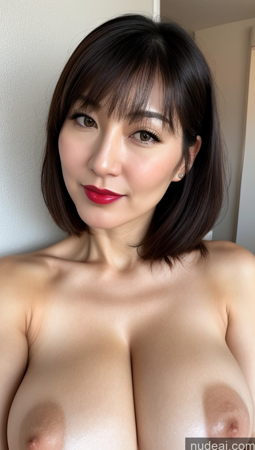 related ai porn images free for One Huge Boobs Beautiful Close-up View Black Hair Japanese Lipstick Fairer Skin Woman Bobcut 40s