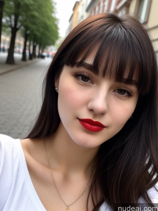 related ai porn images free for Small Tits Beautiful Lipstick Skinny 18 Black Hair Bangs Russian Street Close-up View Shirt