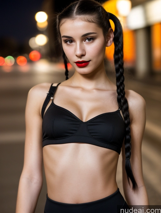 related ai porn images free for Small Tits Beautiful Lipstick Skinny 18 Black Hair Russian Close-up View Model Dark Lighting Pigtails Crop Top Street