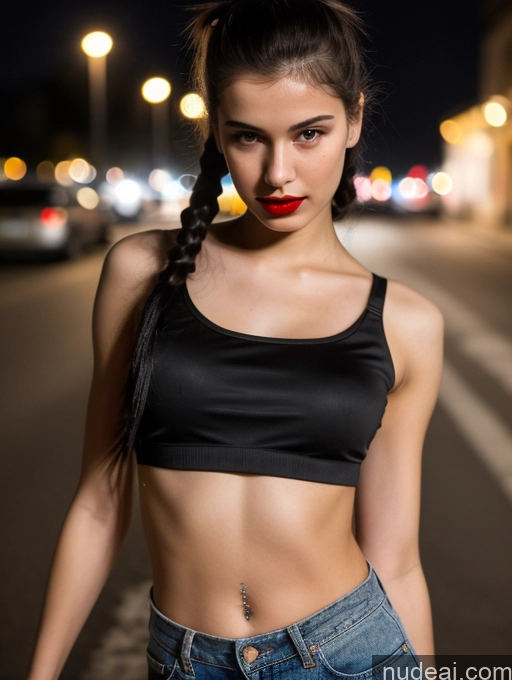 related ai porn images free for Small Tits Beautiful Lipstick Skinny 18 Black Hair Russian Close-up View Model Dark Lighting Pigtails Crop Top Street