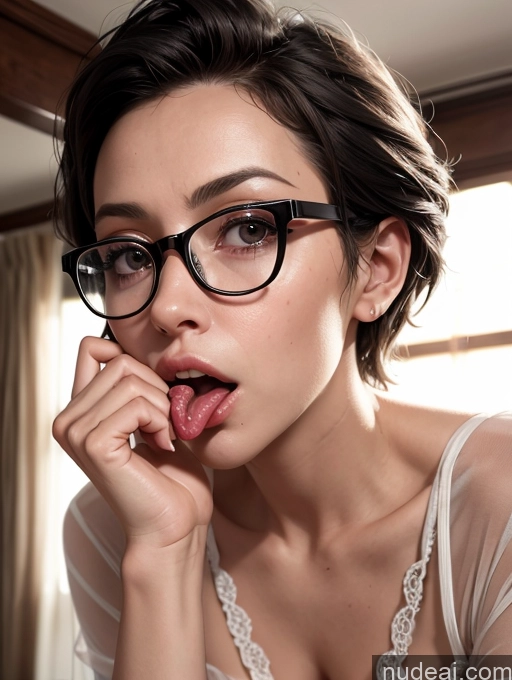 related ai porn images free for 80s Nightgown Transparent Simple Blowjob Casual Close-up View Sexy Face Thick Bedroom Glasses