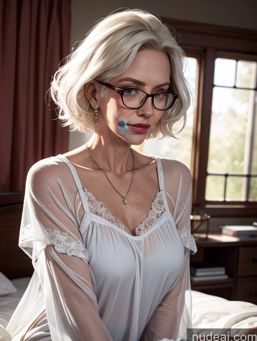 related ai porn images free for 80s Nightgown Transparent Simple Casual Close-up View Thick Bedroom Glasses Lipstick