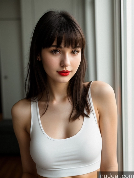 related ai porn images free for Small Tits Beautiful Skinny 18 Lipstick Black Hair Russian Close-up View Tank Top Bangs