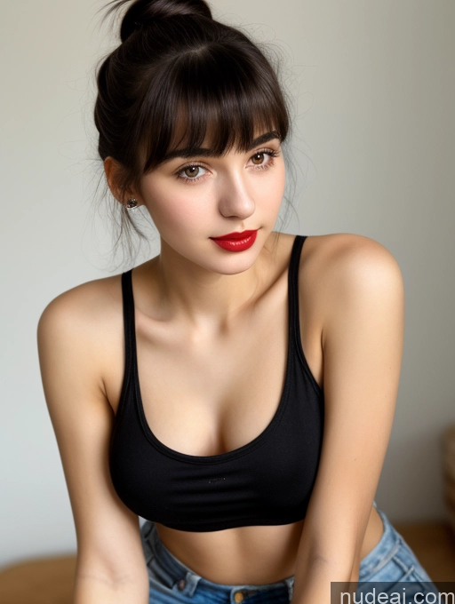 related ai porn images free for Small Tits Beautiful Skinny 18 Lipstick Black Hair Russian Close-up View Tank Top Bangs