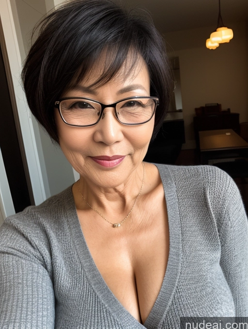 related ai porn images free for Milf Two Perfect Boobs Beautiful Glasses Perfect Body Short Hair 70s Chinese Bra Casual Professor Sweater Cleavage Dark Lighting Detailed Sexy Face