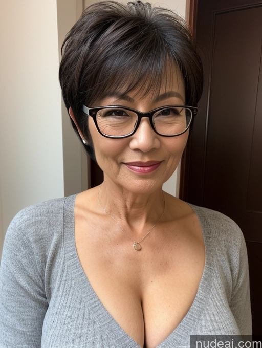 related ai porn images free for Milf Two Perfect Boobs Beautiful Glasses Perfect Body Short Hair Chinese Bra Casual Professor Sweater Cleavage Dark Lighting Detailed Sexy Face 60s