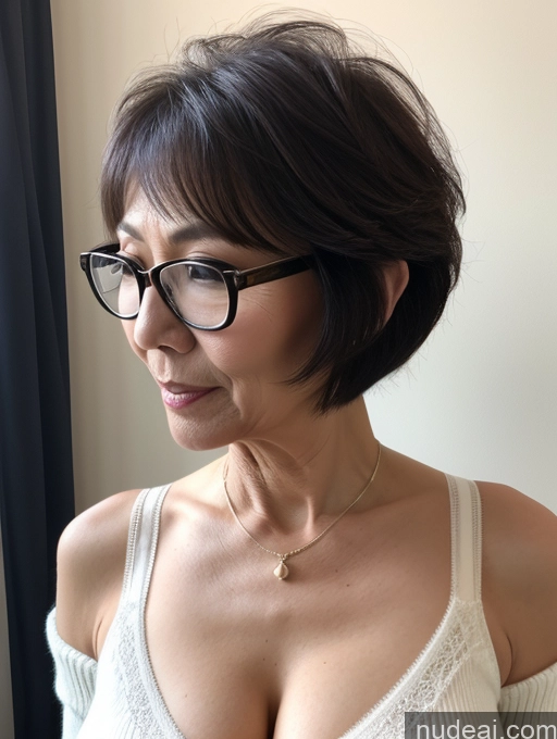 related ai porn images free for Milf Two Perfect Boobs Beautiful Glasses Perfect Body Short Hair Chinese Bra Casual Professor Sweater Cleavage Dark Lighting Detailed Sexy Face 60s