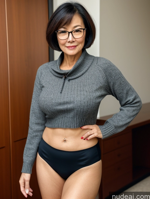 related ai porn images free for Milf Two Perfect Boobs Beautiful Glasses Perfect Body Short Hair Chinese Bra Casual Professor Sweater Cleavage Dark Lighting Detailed Sexy Face 60s