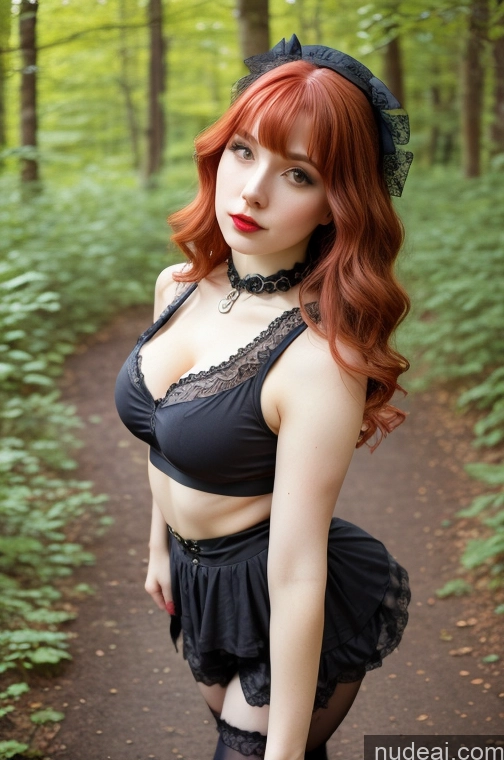 ai nude image of there is a woman in a black dress and a black hat pics of 20s Ginger Front View Better Leggins - Goth Busty T-pose Tank Top Lipstick Beautiful