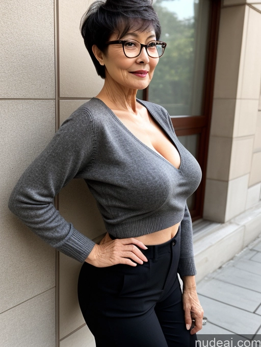 related ai porn images free for Milf Two Perfect Boobs Beautiful Glasses Perfect Body Short Hair 70s Chinese Bra Casual Professor Sweater Cleavage Dark Lighting Detailed Sexy Face Side View