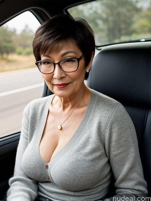 related ai porn images free for Milf Two Perfect Boobs Beautiful Glasses Perfect Body Short Hair 70s Chinese Bra Casual Professor Sweater Cleavage Detailed Sexy Face Side View Car