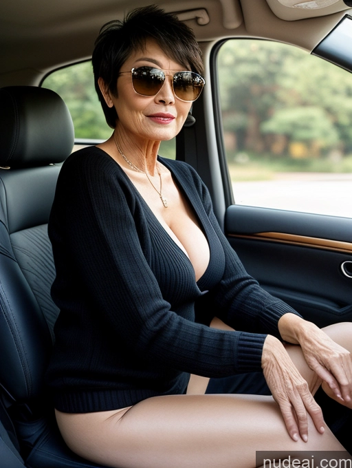 related ai porn images free for Milf Two Perfect Boobs Beautiful Sunglasses Perfect Body Short Hair 60s Chinese Car Side View Bra Casual Professor Sweater Cleavage Detailed Sexy Face