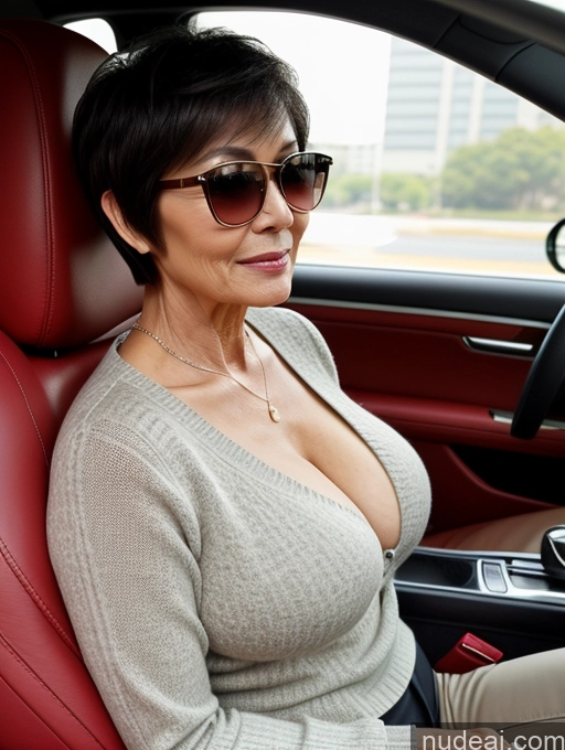 related ai porn images free for Milf Two Perfect Boobs Beautiful Sunglasses Perfect Body Short Hair 60s Chinese Car Side View Bra Casual Professor Sweater Cleavage Detailed Sexy Face