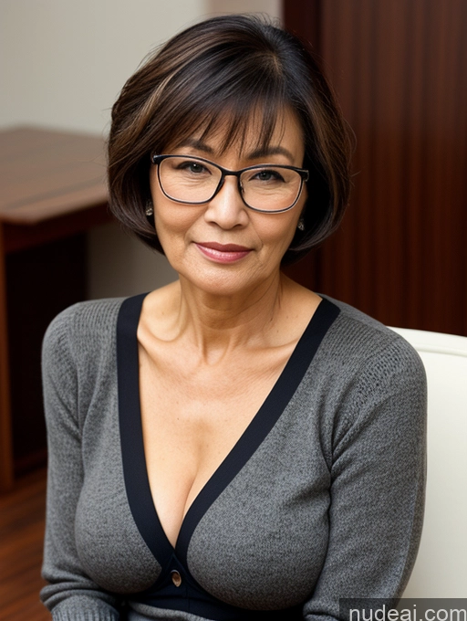 related ai porn images free for Milf Two Perfect Boobs Beautiful Glasses Perfect Body Short Hair 70s Side View Bra Casual Professor Sweater Cleavage Dark Lighting Detailed Sexy Face Mongolian