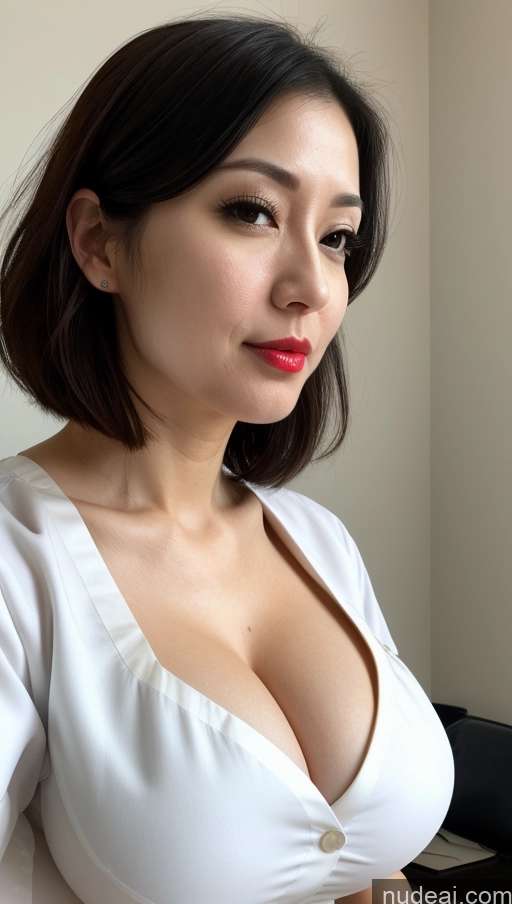 related ai porn images free for Woman One Huge Boobs Beautiful Lipstick Fairer Skin Bobcut Japanese Close-up View 30s Nurse Cleavage Dress Detailed Black Hair