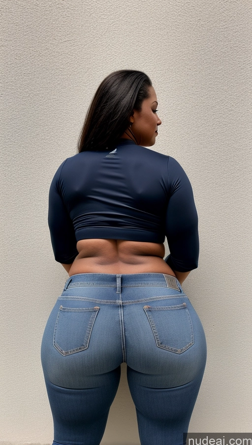 ai nude image of araffe woman in blue jeans standing against a wall pics of Athlete Big Ass Big Hips Jeans