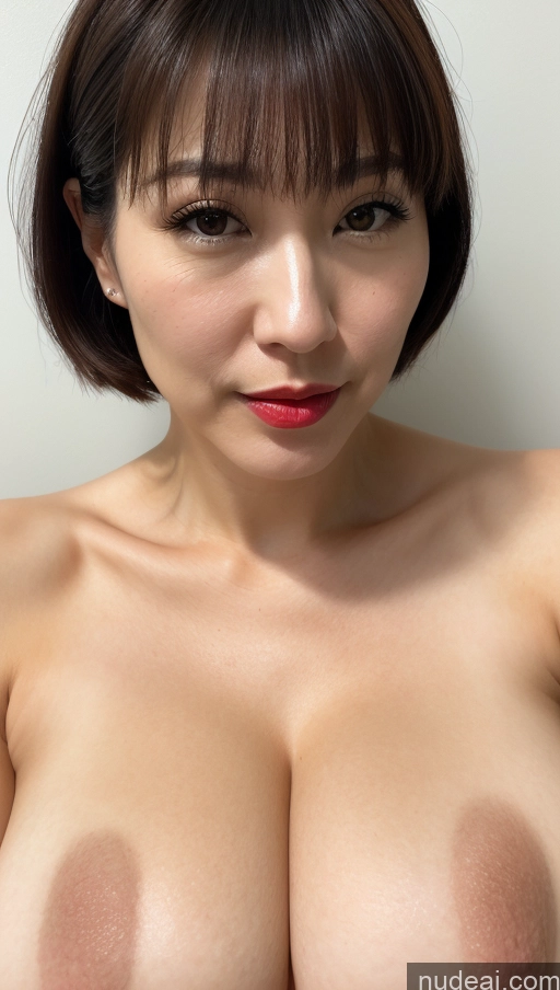 related ai porn images free for Woman One Huge Boobs Beautiful Lipstick Fairer Skin 40s Japanese Close-up View Black Hair Bobcut