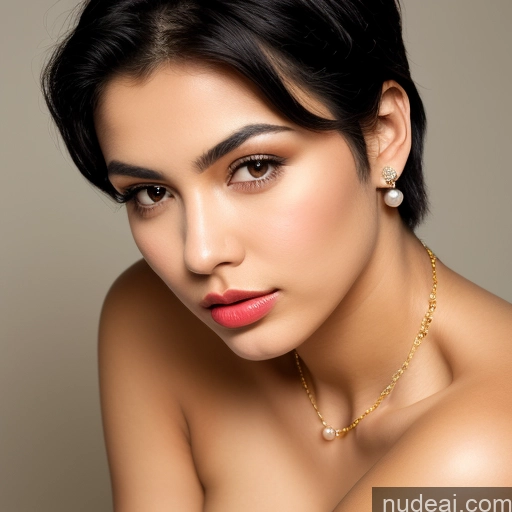 ai nude image of arafed woman with a necklace and earrings posing for a picture pics of Busty Lipstick Perfect Body Pubic Hair Black Hair Malaysian 18 Perfect Boobs Diamond Jewelry Gold Jewelry Pearl Jewelry Serious Pixie Pouting Lips