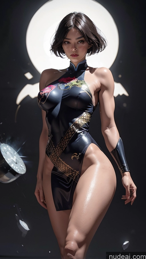 Several Perfect Boobs Muscular Abs Dynamic View Powering Up Surrealist Superheroine Superhero China Dress Of Kisaki (Blue Archive)