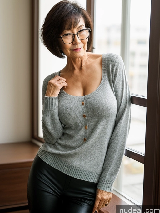 related ai porn images free for Milf Two Small Tits Beautiful Glasses Perfect Body Short Hair 70s Chinese Side View Bra Casual Professor Sweater Cleavage Dark Lighting Detailed Sexy Face